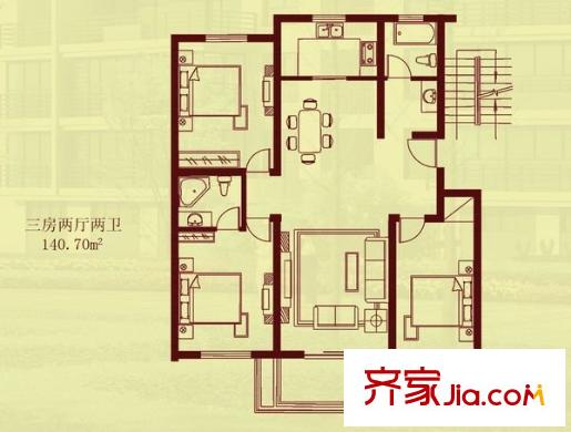 碧水雅居 3室 戶型圖