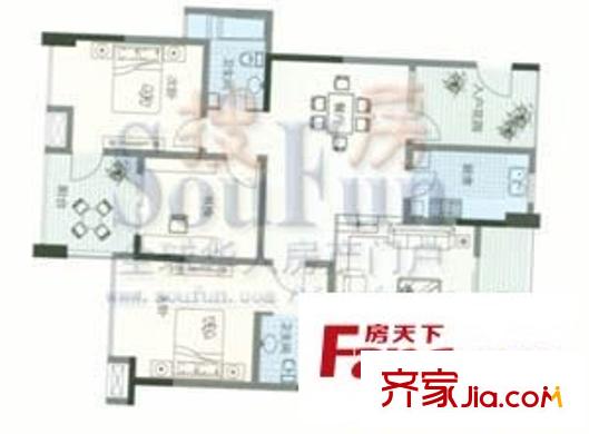 徽商城市風(fēng)景 3室 戶型圖