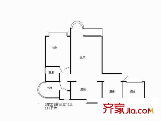 徽商城市風(fēng)景 3室 戶型圖