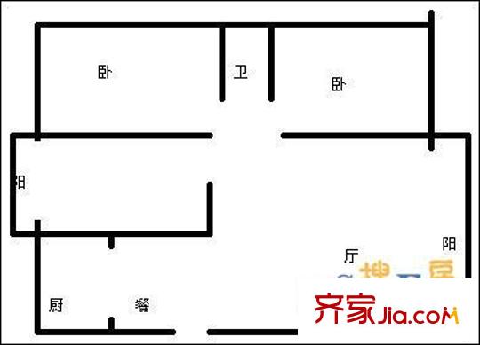 丁香家園戶型圖2-5 2室2廳1衛(wèi)1廚