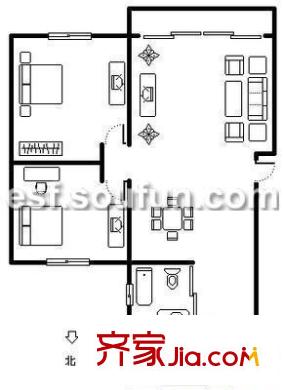 丁香家園戶型圖2 2室2廳1衛(wèi)1廚