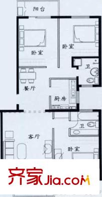 碧水雅居 3室 戶型圖