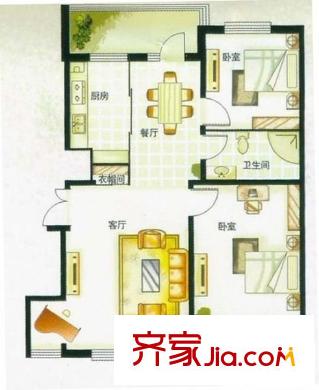 青年城1號(hào) 2室 戶型圖