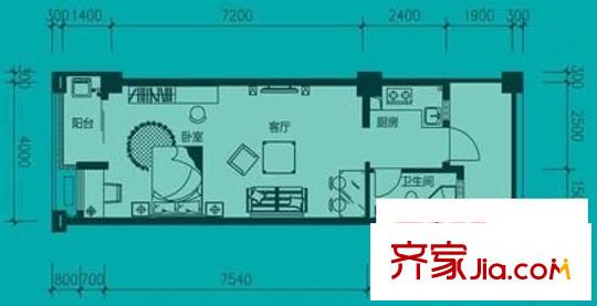 青年城1號 2室 戶型圖