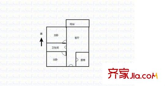 青年城1號(hào) 2室 戶型圖