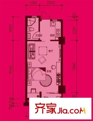 青年城1號(hào) 2室 戶型圖
