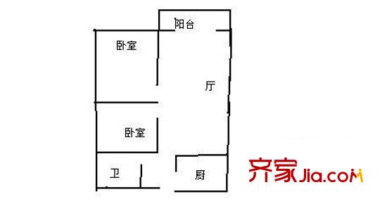 青年城1號(hào) 2室 戶型圖