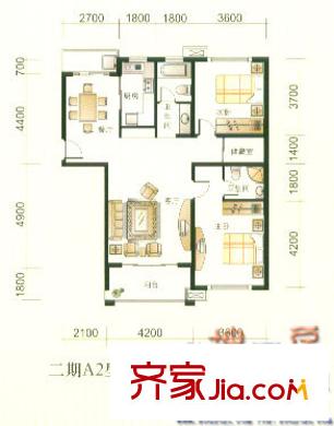 文錦新城戶型圖戶型c 2室2廳2衛(wèi)1廚