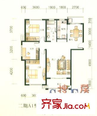 文錦新城戶型圖戶型d 3室2廳1衛(wèi)1廚