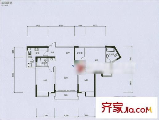 華潤瀾溪鎮(zhèn) 3室 戶型圖