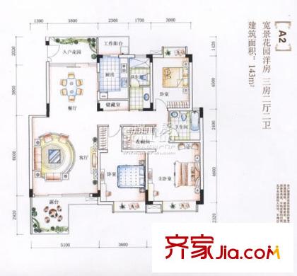 華潤瀾溪鎮(zhèn)戶型圖20060718-A2戶型 3室2廳2衛(wèi)
