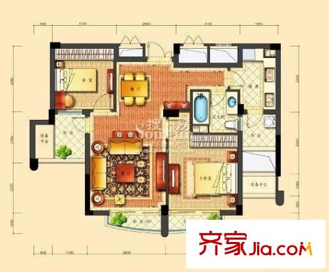 綠城玉蘭公寓 2室 戶型圖