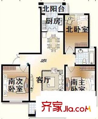 國際花都玫瑰苑 3室 戶型圖