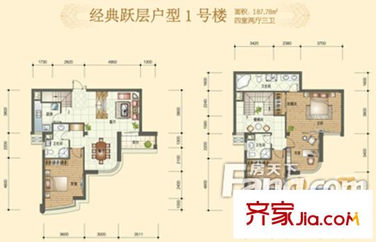 綠城玉蘭公寓 4室 戶型圖