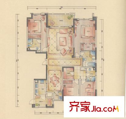 綠城玉蘭公寓 4室 戶型圖