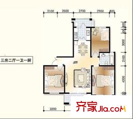 國際花都玫瑰苑 3室 戶型圖
