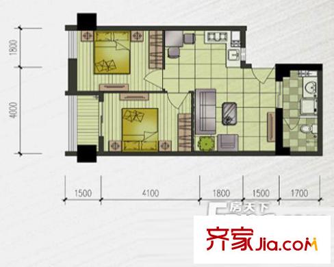 創(chuàng)智廣場(chǎng) 2室 戶型圖