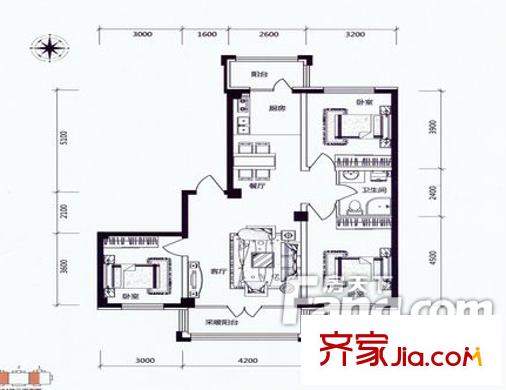 東風新村 3室 戶型圖