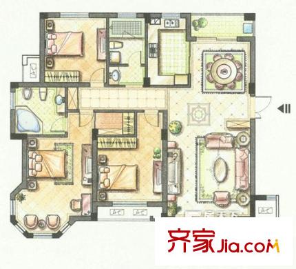 包河花園 3室 戶(hù)型圖