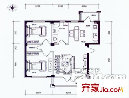 東風新村 2室 戶型圖
