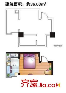 新鴻意瀚海星座戶型圖瀚海星座 摩羯 1室1廳1衛(wèi) 36.63平方米（售完） 1室1廳1衛(wèi)1廚