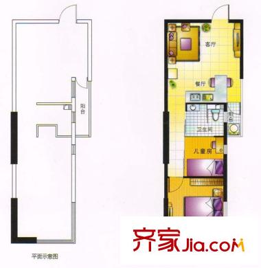 新鴻意瀚海星座戶型圖天秤座B 61.27-61.61平米 1室1廳1衛(wèi)1廚