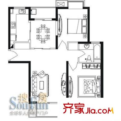 琥珀山莊 2室 戶型圖