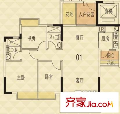 東?；▓@ 3室 戶型圖