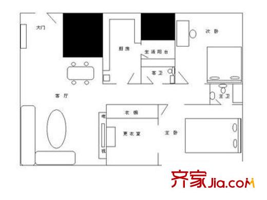 東海花園 2室 戶型圖