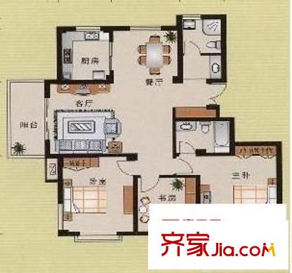 南艷濱湖時(shí)光 3室 戶(hù)型圖