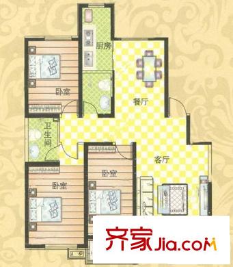 南艷濱湖時(shí)光 3室 戶(hù)型圖
