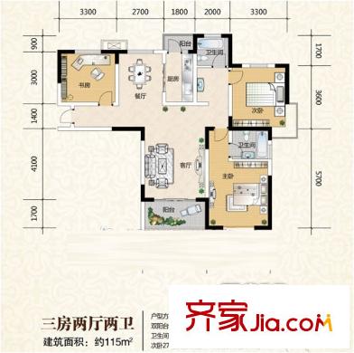 金水灣花園 3室 戶型圖