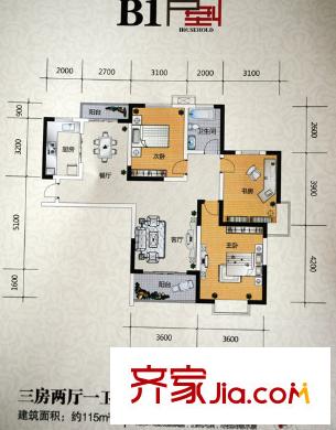 金水灣花園 3室 戶型圖