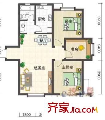 南艷濱湖時(shí)光戶(hù)型圖20070620-A1和諧之家 3室2廳1衛(wèi)1廚