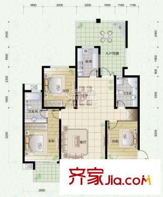 南艷濱湖時(shí)光 3室 戶(hù)型圖