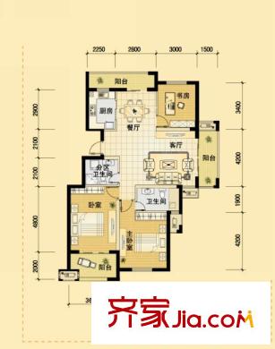 東冠繁華逸城戶(hù)型圖四期J戶(hù)型 3室2廳2衛(wèi)1廚