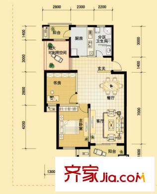 東冠繁華逸城戶(hù)型圖四期G戶(hù)型 2室2廳1衛(wèi)1廚