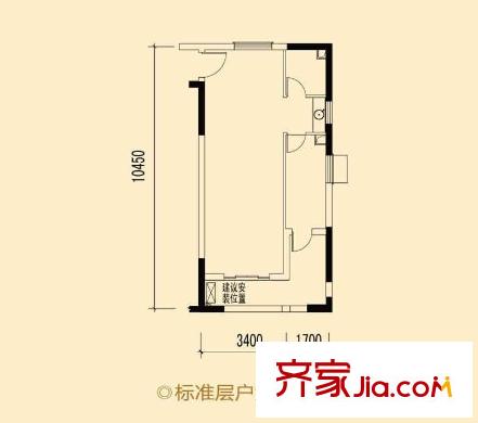 華邦光明世家戶型圖13#14#樓F2標(biāo)準(zhǔn)層 2室1廳1衛(wèi)1廚