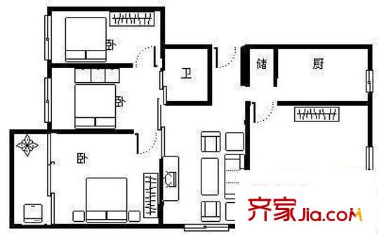 翡翠園 3室 戶型圖