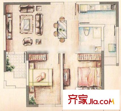 華邦光明世家  2室 戶型圖
