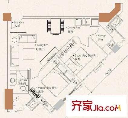 西環(huán)中心廣場戶型圖13戶型 2室2廳1衛(wèi)1廚