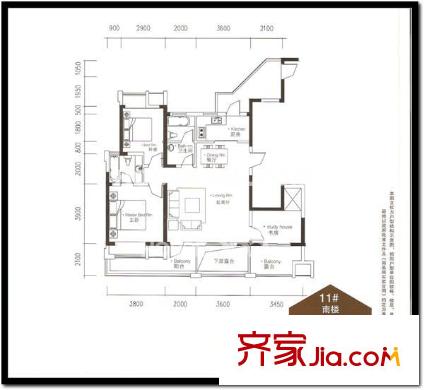 西環(huán)中心廣場 3室 戶型圖