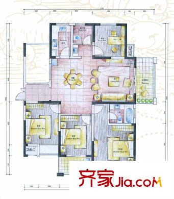 濱湖和園 4室 戶(hù)型圖