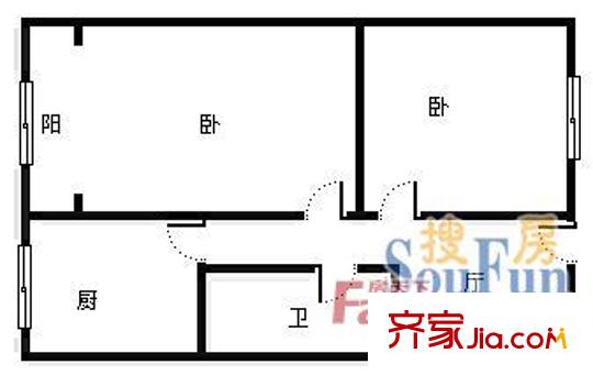 蜀南庭苑 2室 戶型圖