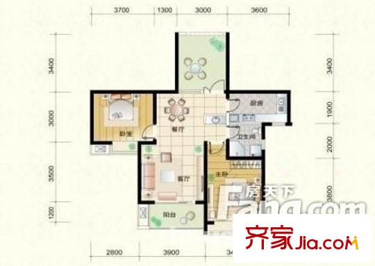 濱湖和園 2室 戶(hù)型圖