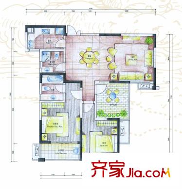 濱湖和園 2室 戶(hù)型圖