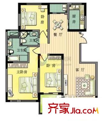 明珠湖畔 3室 戶型圖