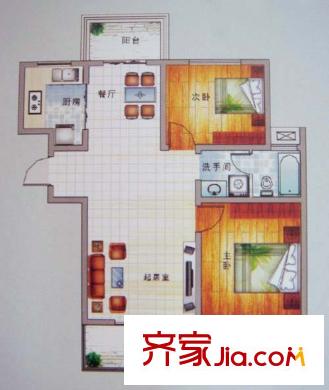 明珠湖畔 2室 戶型圖