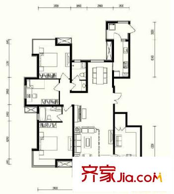 望湖城金桂苑 3室 戶型圖