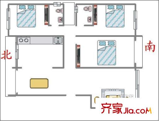 望湖城金桂苑 3室 戶型圖